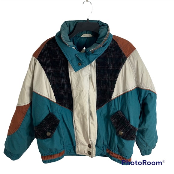 Vintage Jackets & Blazers - Vintage Puffy Coat Full Zip Misty Valley Medium Blue Brown 80s 90s